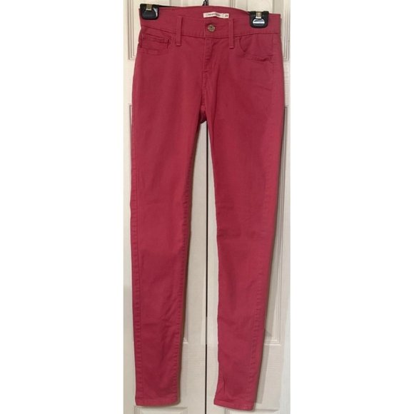 Women's Levi's 710 Super Skinny Low Rise Pink Denim Jeans 25X30 Cotton Blend - Picture 1 of 14